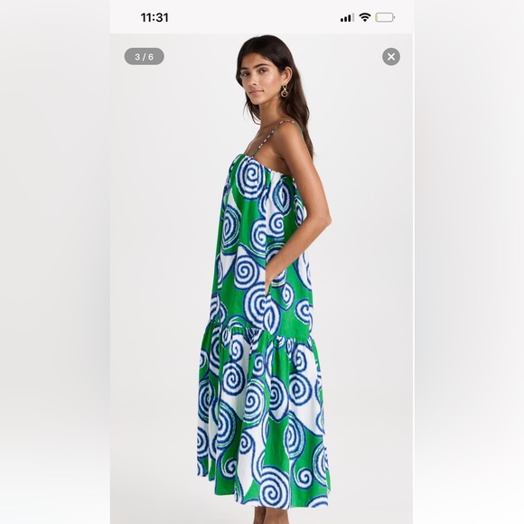 RHODE Alby Midi Dress in Lagoon Size XS/S - Picture 4 of 11